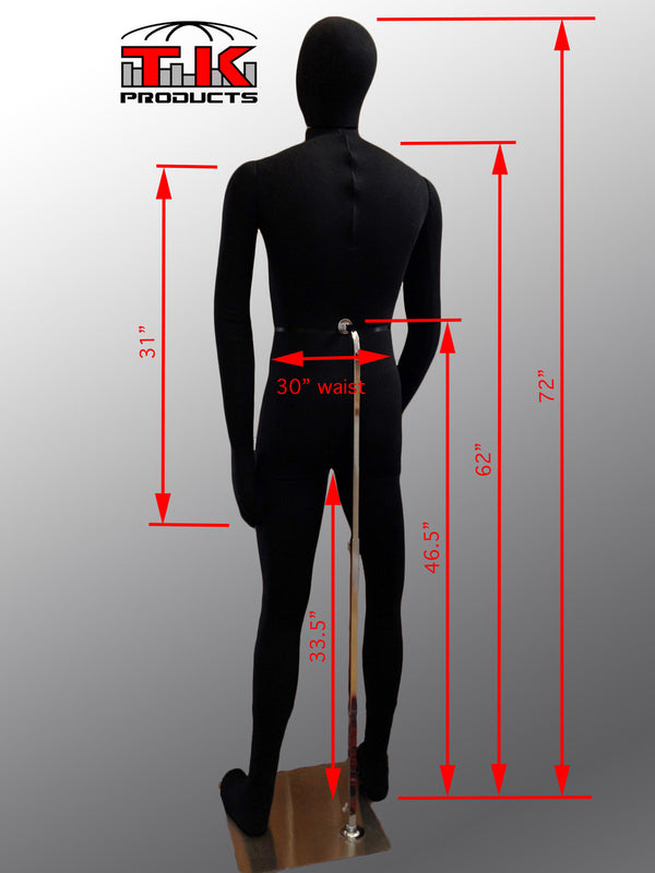 Male Mannequin, Flexible Posable Full-size In Black-TK Products-TK Products LLC