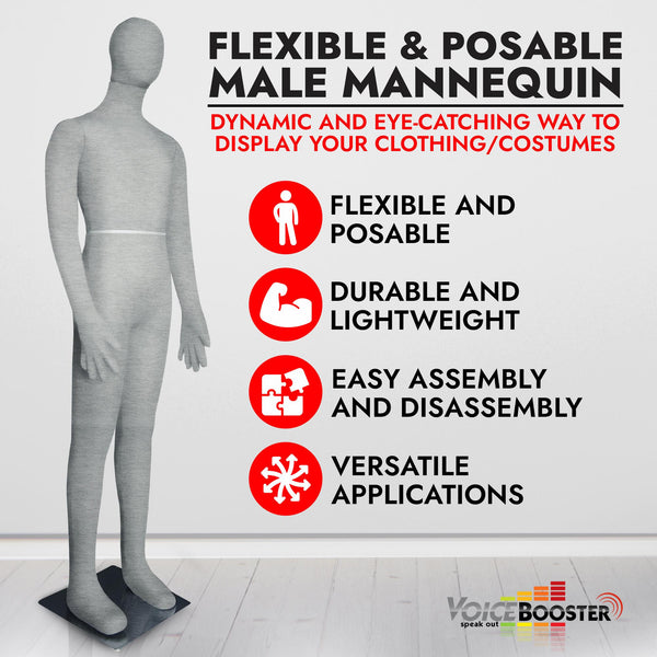 Male Mannequin, Flexible Posable Full-size In Grey