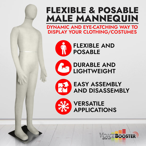 Male Mannequin, Flexible Posable Full-size In Beige-White
