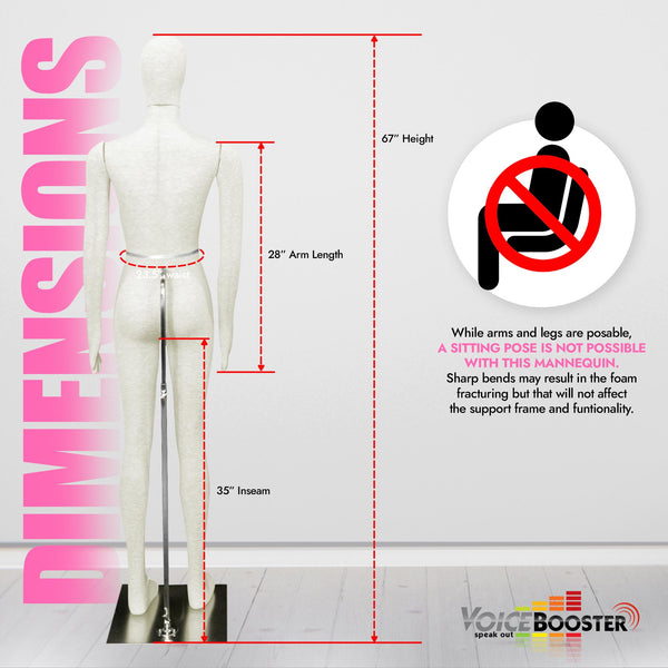 Female Mannequin, Flexible Posable Full-size In Beige