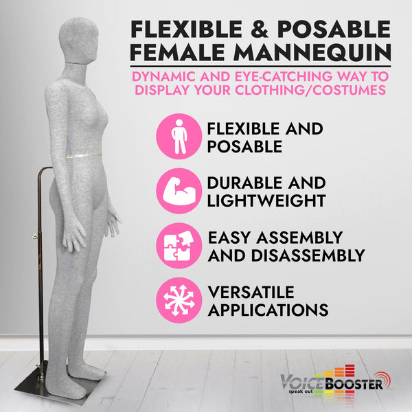 Female Mannequin, Flexible Posable Full-size In Grey