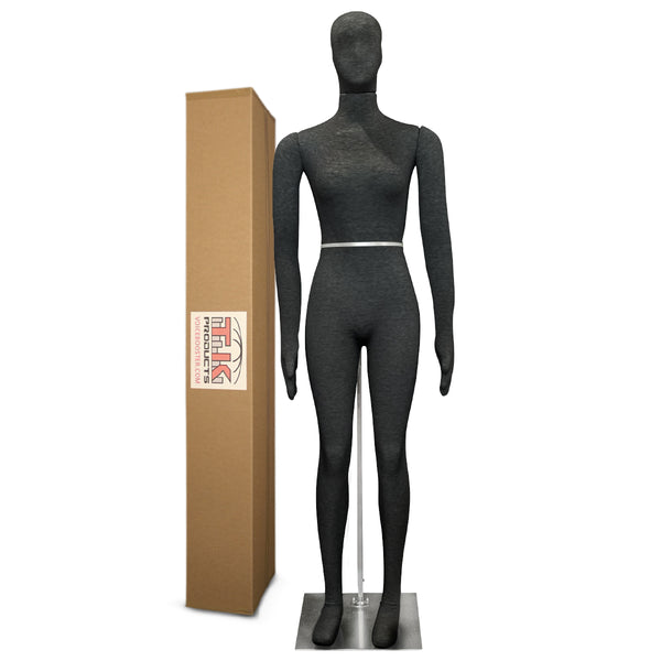 Female Mannequin, Flexible Posable Full-size In Black