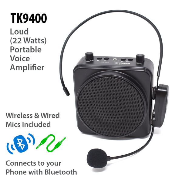 Wireless Bluetooth VoiceBooster TK9400 22watt Voice Amplifier-VoiceBooster-TK Products LLC